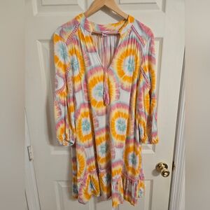 Crown & Ivy Pink, Orange And Blue  Tie-Dye Dress Size XL